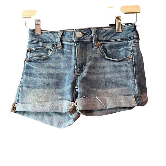 American Eagle Outfitters Women's Super Stretch Cut-Off Shorts Blue Size 0